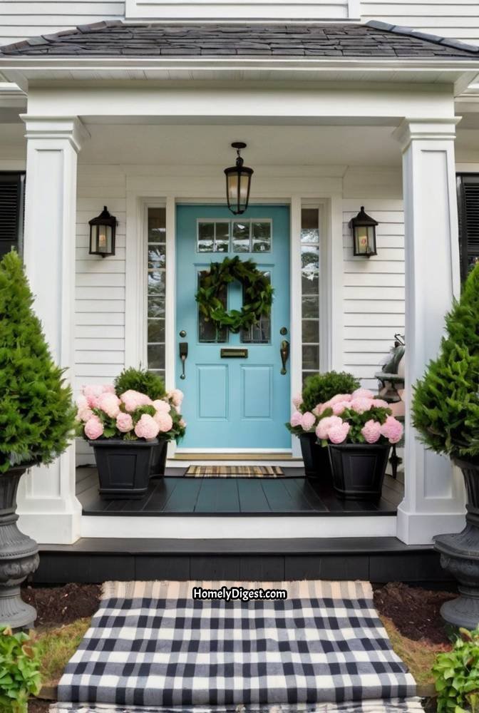 8. Powder Blue Door with Wreath and Lanterns