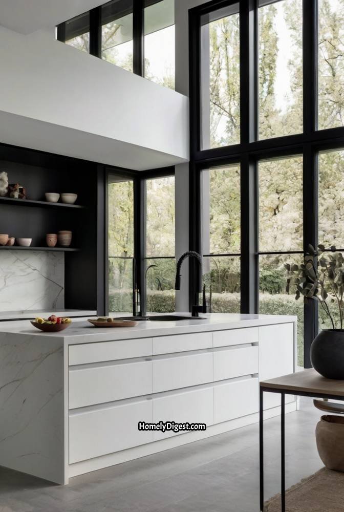 11. Minimalist Warm White Kitchen with Integrated Appliances 2
