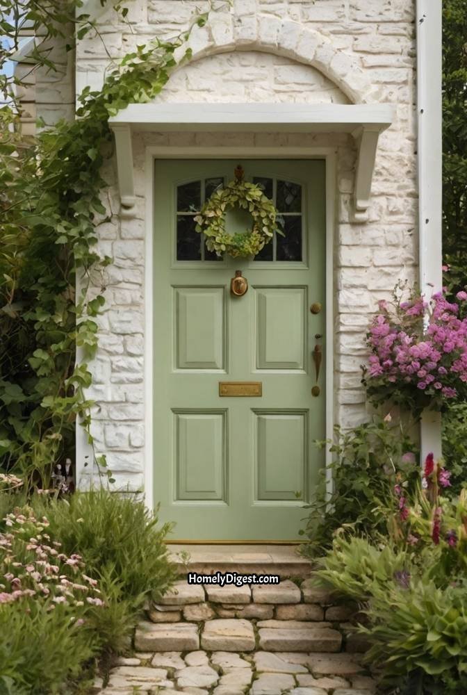 11. Pistachio Green Door with Cottage Charm 1