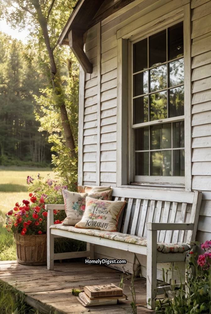 12. Farmhouse Porch with White Picket Fence and Wildflowers 1