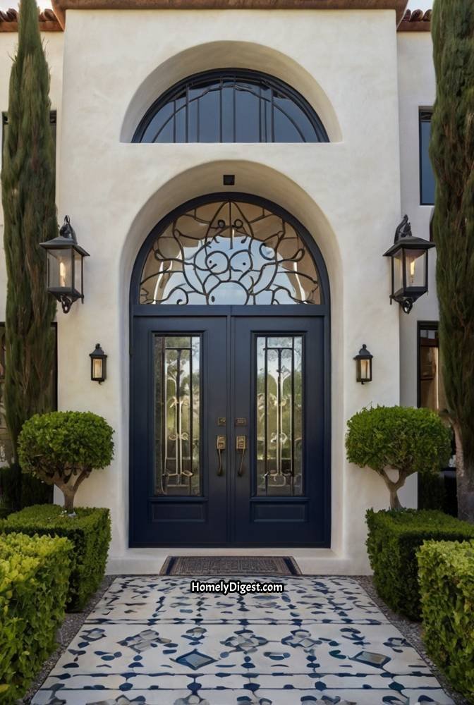 12. Navy Blue Double Doors with Glass Panels 1