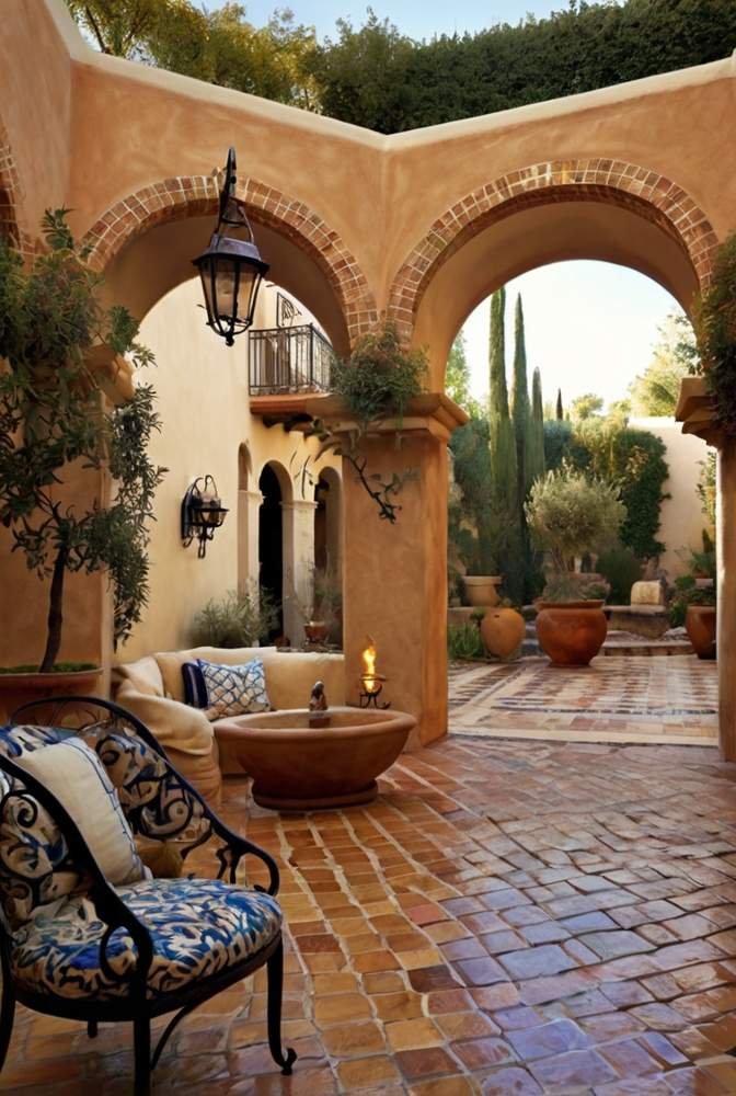 13. Mediterranean Style Patio with Mosaic Pavers 1
