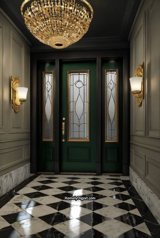 14. Dark Forest Green Door with Gold Hardware 1