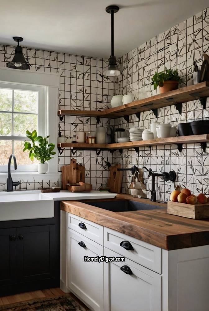 15. Farmhouse Kitchen with a Bold Backsplash 1