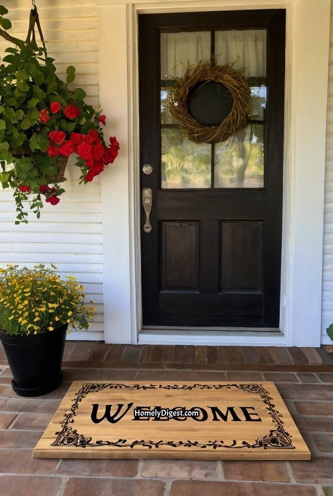15. Rustic Farmhouse Welcome Wooden Door Mat 1