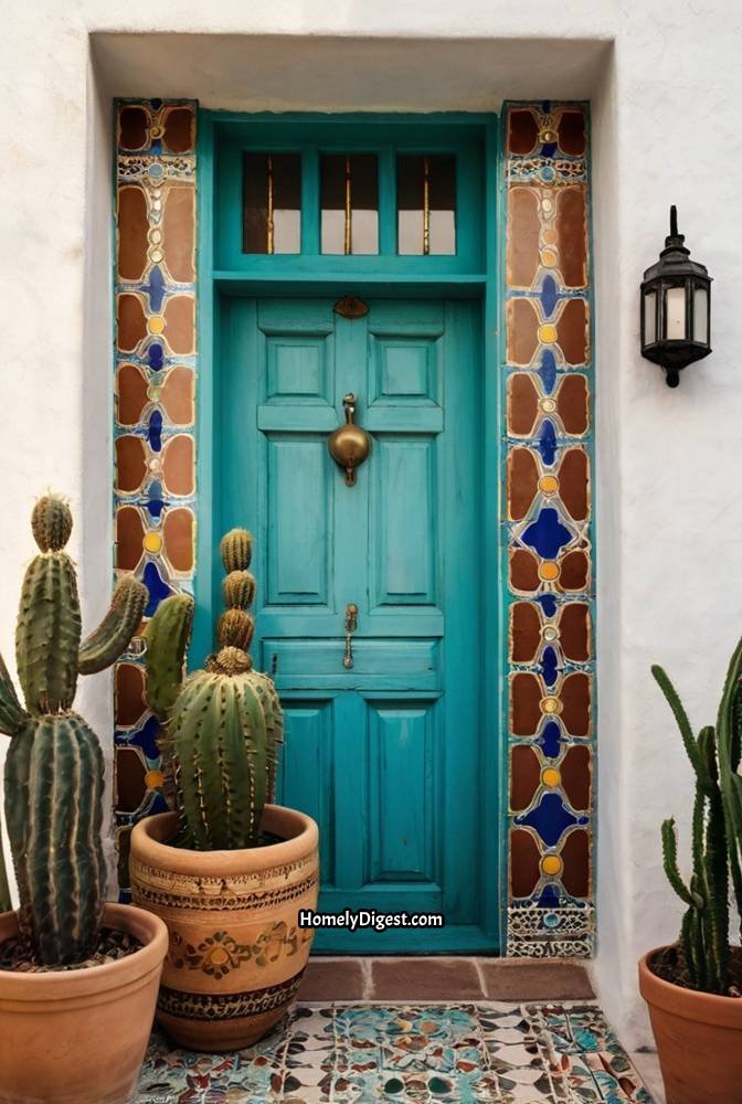 16. Turquoise Blue Door with Bohemian Decor 1