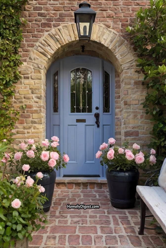 17. Periwinkle Blue Door with Cottage Garden Charm 1