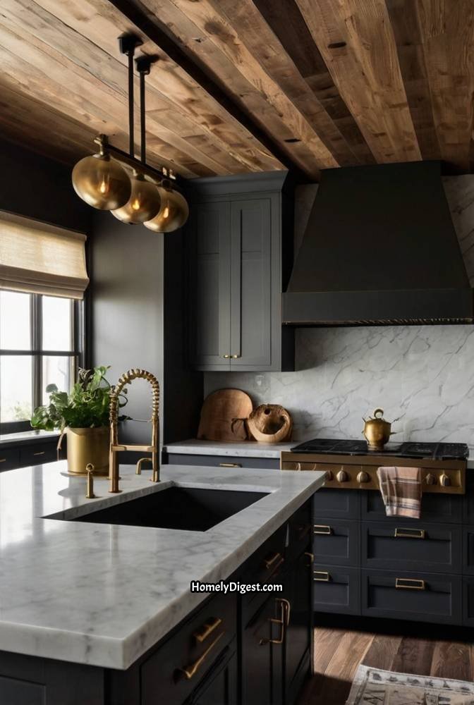 19. Farmhouse Kitchen with a Dark Color Palette 1