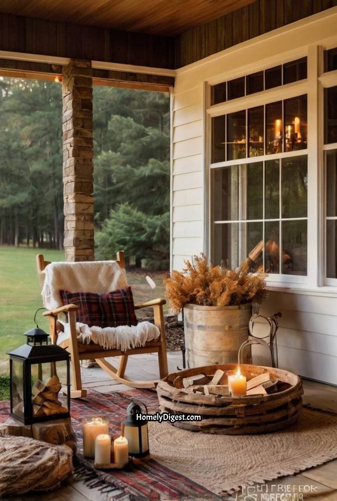 20. Farmhouse Porch with Cozy Outdoor Fireplace 1