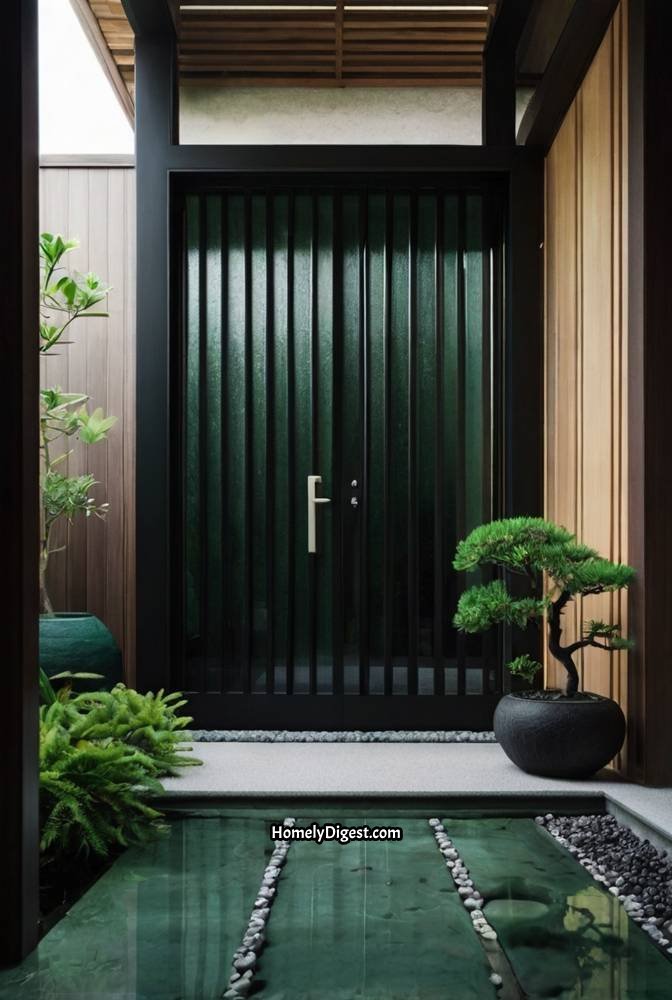 20. Vibrant Jade Green Door with Asian Zen Inspiration 1