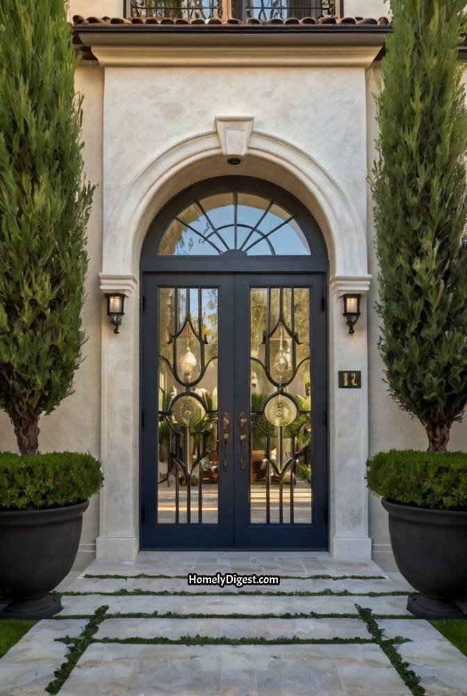22. French Blue Door with European Elegance 1