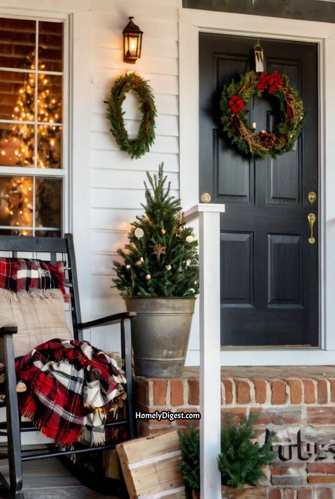 24. Farmhouse Porch with a Seasonal Holiday Display 1