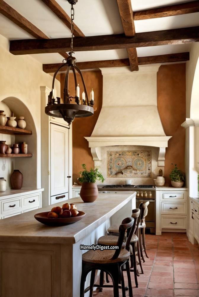 8. Mediterranean Warm White Kitchen with Arched Doorways 1